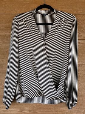 DREW Black & White Vertical Stripe Blouse